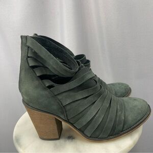 Free People Hybrid Strappy Ankle Boots Bootie Block Heel Green Gray Size 8